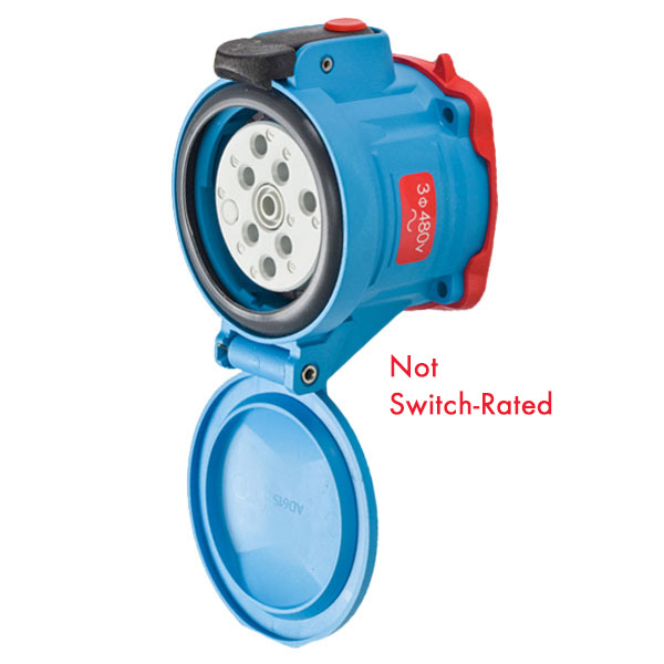 63-64043-974-352 - DSN60 RECEPTACLE POLY BLUE SIZE 3 TYPE 4X IP 69 3P+G 60A 480 VAC 60 Hz +4 AUX STRAIGHT INSERTION